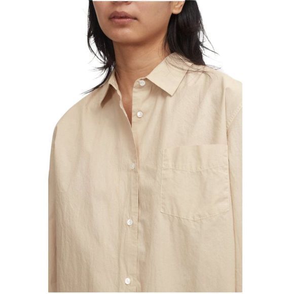 NWOT NILI LOTAN Kristen Button-Up Shirt‎ in Sand (S) - Picture 2 of 13